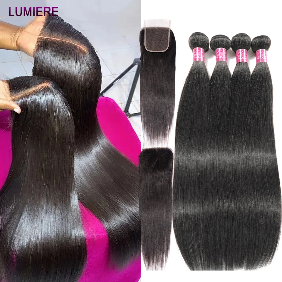 Bone Straight 5x5 6x6 HD Lace Closure With Bundles Deep Water Wave Human Hair Bundles With Closure Frontal Virgin Hair Extension
