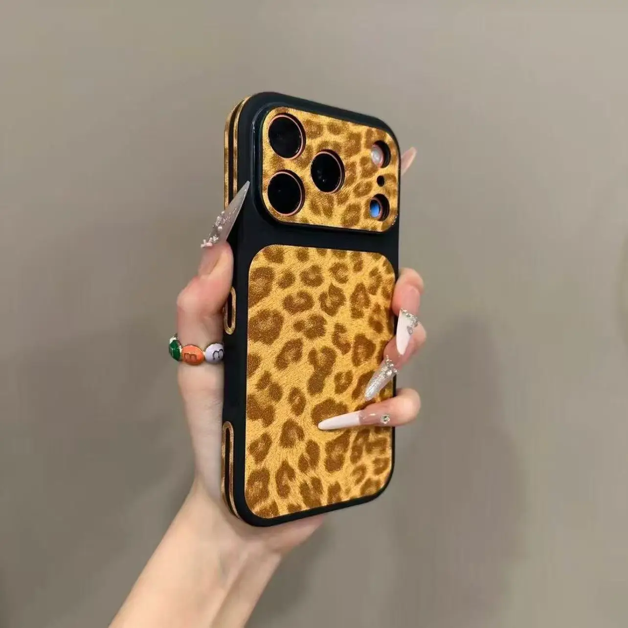 Luxury Leopard Print Shockproof Matte Phone Case with Camera Protection