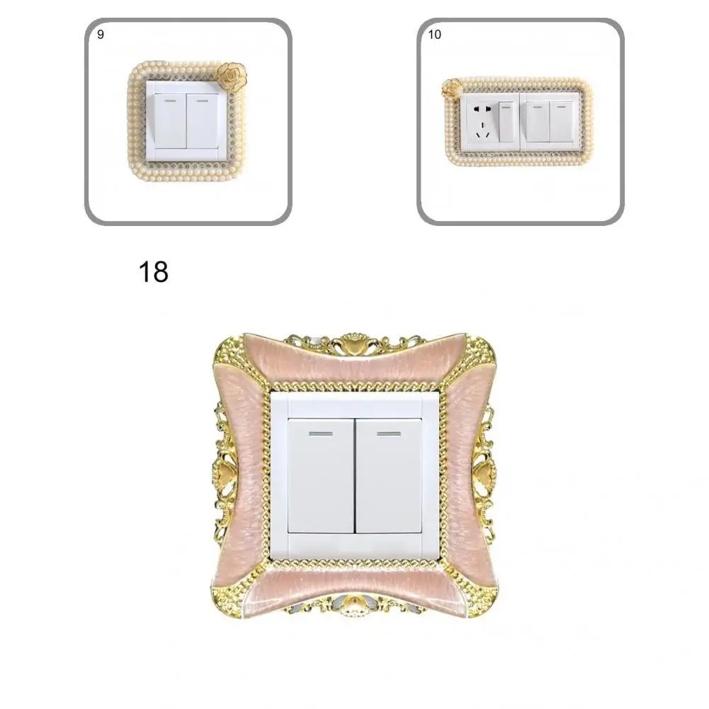 Description Picture 3 of itemWall sticker switch stickergold and silver light switch cover single and double surround socket border rose edge home decoratio