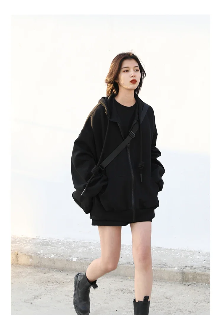CHIC VEN Women's Hoodies Sweatshirts Casual Solid Loose Drawstring Jackets Korean Female Clothes Streetwear Spring New 2024
