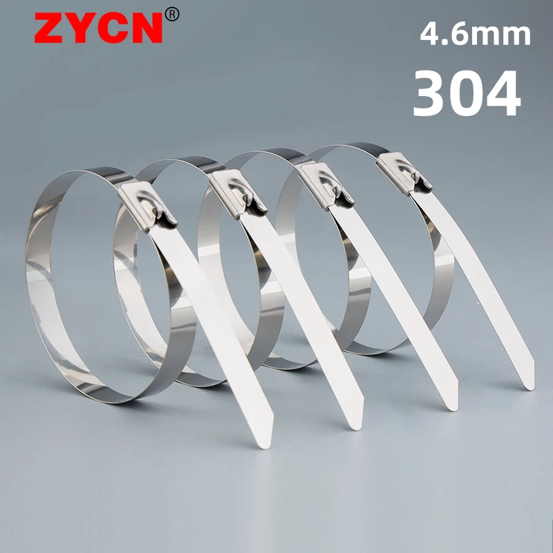 100pcs 304 Stainless Steel Metal Cable Zip Tie 4.6mm×100 Wrap Locking