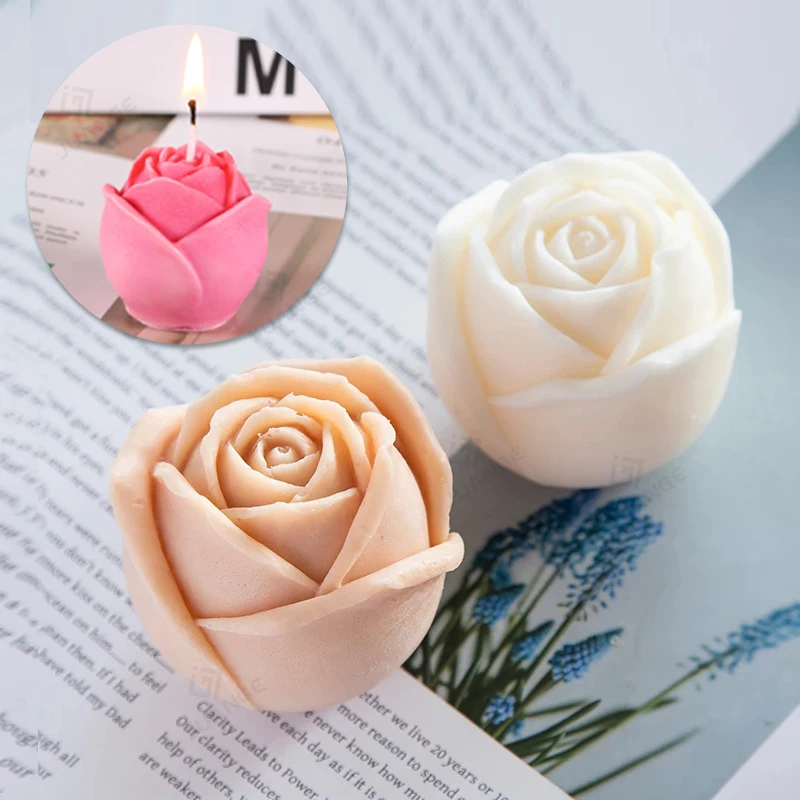 

3D Rose Candle Silicone Mould DIY Handmade Soap Clay Resin Plaster Mould Ice Cube Tray Making Chocolate Cake Baking Mould