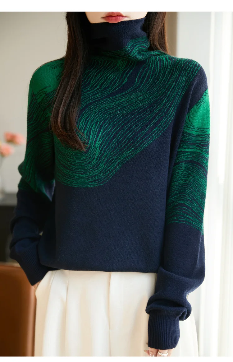Herbst Winter frauen Pullover Casual Warm Rollkragen Gestrickte Pullover Lose Farbe Passenden Heiße frauen Top Frühling Wolle Jumper – Detail 6