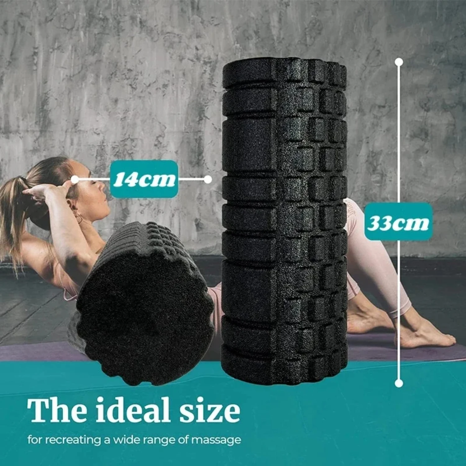 Enhanced Premium High Density Ultimate Muscle Relief Foam Roller-Superior Comfort and Durability-Ideal 33cm Roller for Inten