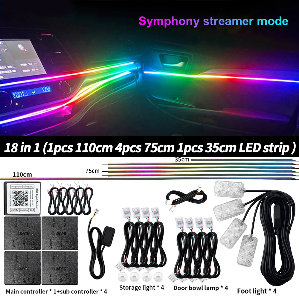 ตัวเลือกสินค้า แถบไฟ LED ปรับสีได้ 213 สี สำหรับตกแต่งภายในรถ