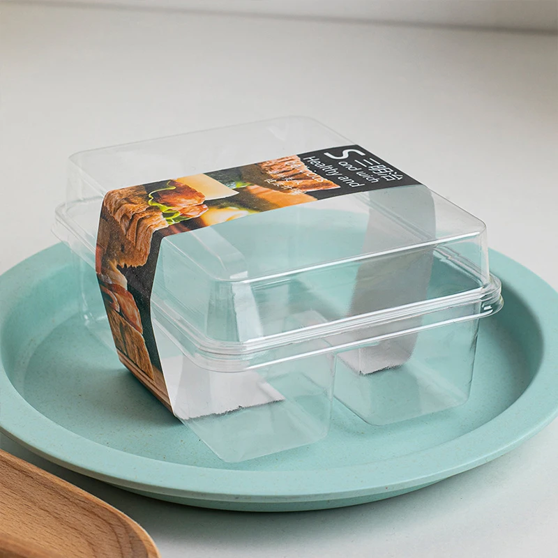 50Pcs Sandwich Cake Box with Clear Lid Salad Take Out Plastic Containers  Muffin Christmas Pastry Dessert Food Storage Holder