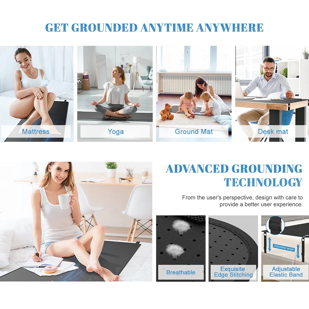Grounding mat kit Grounding Leather Mattress Grounding Conductive Leather Earthing Mattress Sleep Mat Restore Energy For Better Sleep Anti-static