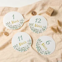 Newborn Photography Paper Spanish France English Leaf Milestone Card Shooting Props Baby 0 to 12 Months Accessories Baby Gifts 1