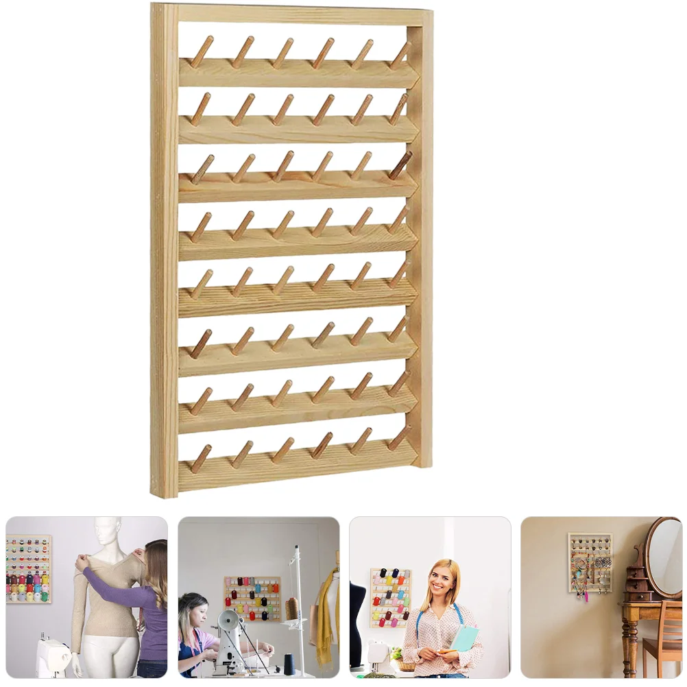 

Spool Storage Rack Tool Tools Embroidery Thread Organizer Wall Hanging for Spools of Knitting Wooden Bamboo Holding Holder