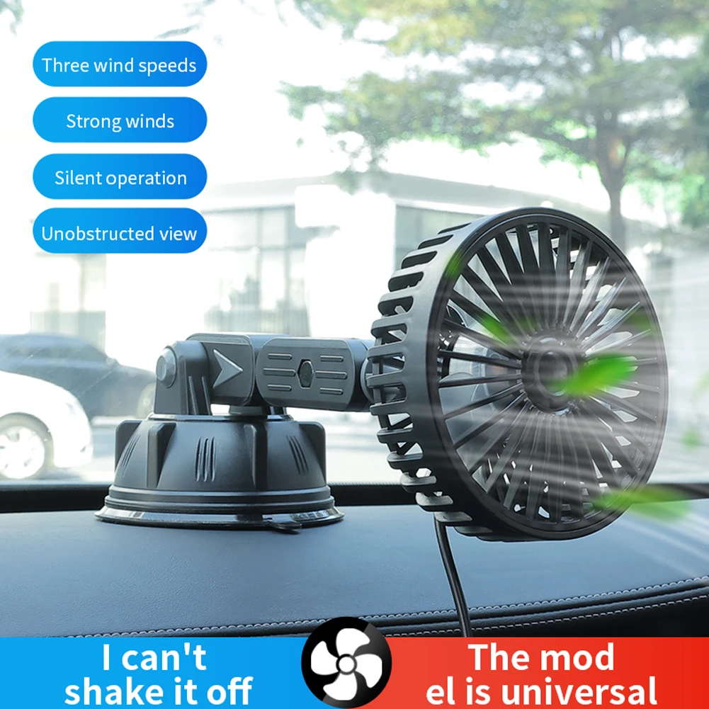 Suction Cup Auto Ventilation Fan 360 Degree Rotatable Car Air Cooler Portable Auto Cooling Fan for Truck SUV Sedan RV Van Boat