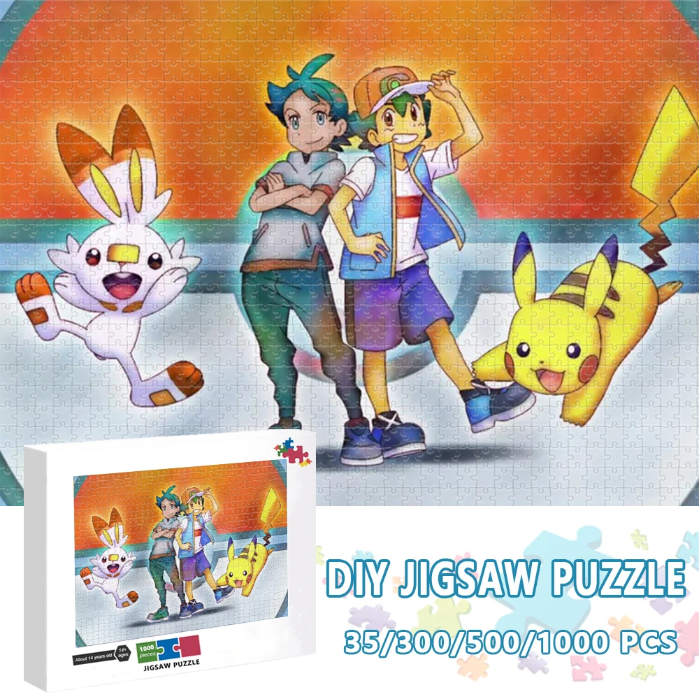 Pikachu 500 Pieces Jigsaw Puzzle Assembling Picture Pokemon Decompression Puzzles Toy for Adult Children Kid Educational Gift 1000 pieces 3d jigsaw puzzle round for adult teenager 1000 pieces educational toy for kids children