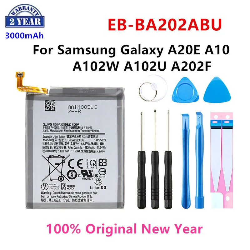 

100% Orginal EB-BA202ABU 3000mAh Battery For Samsung Galaxy A20e A10e A102W A102U A202F SM-A202F/DS SM-A202F Batteries+Tools