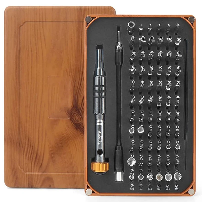 Precision Screwdriver 68 in 1 Magnetic Torx Hex Screw Driver Bit Kit Wood Grain Box Decoration Portable Clock Phone Repair Tool |