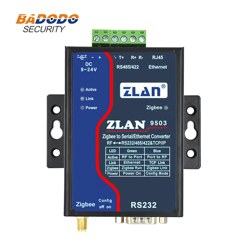 ZLAN9500 ZLAN9503 Zigbee To Serial Port RS485 RS232 RS422 Converter Server IOT Device Max 2km Distance Zigbee Communication 4