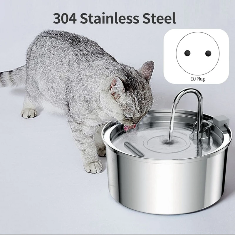 

Cat Water Fountain,3.2L/108Oz Automatic Stainless Steel Pet Fountain Dog Water Dispenser, Ultra-Quiet Pump