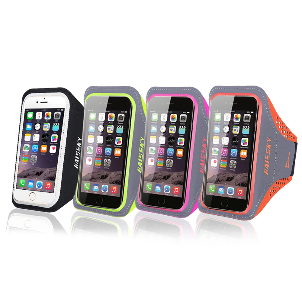 HAISSKY 6.7" Running Bag Armbands Brassard Universal On Hand Phone Pouch Waterproof GYM Workout Phone Storage Bags Arm Bands 6