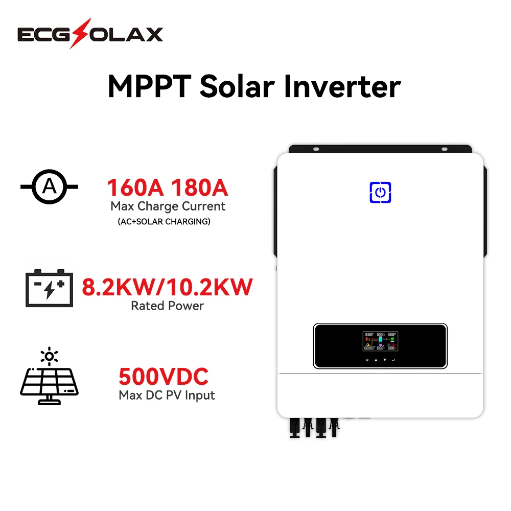 

10.2KW 8.2KW ON/OFF Grid Tie Solar Inverter Hybrid 48V 500VDC 160A 180A MPPT Solar Charger Pure Sine Wave Inverter Dual Output