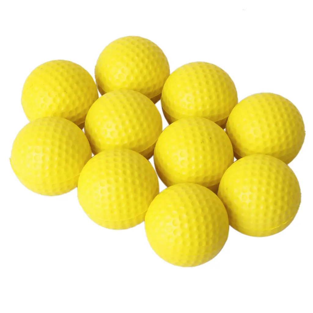10pcs Yellow Soft Elastic Indoor Practice PU Golf Ball