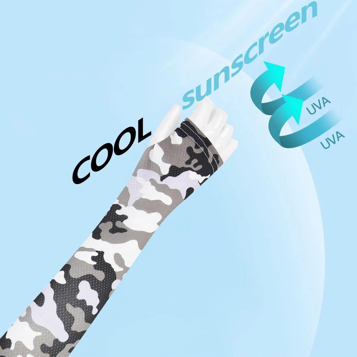 Men's Summer Sunshade Leakage Finger Camo Ice Silk Long Sleeve Outdoor Fishing Sunscreen Men's Sports Bicycle Arm Cover