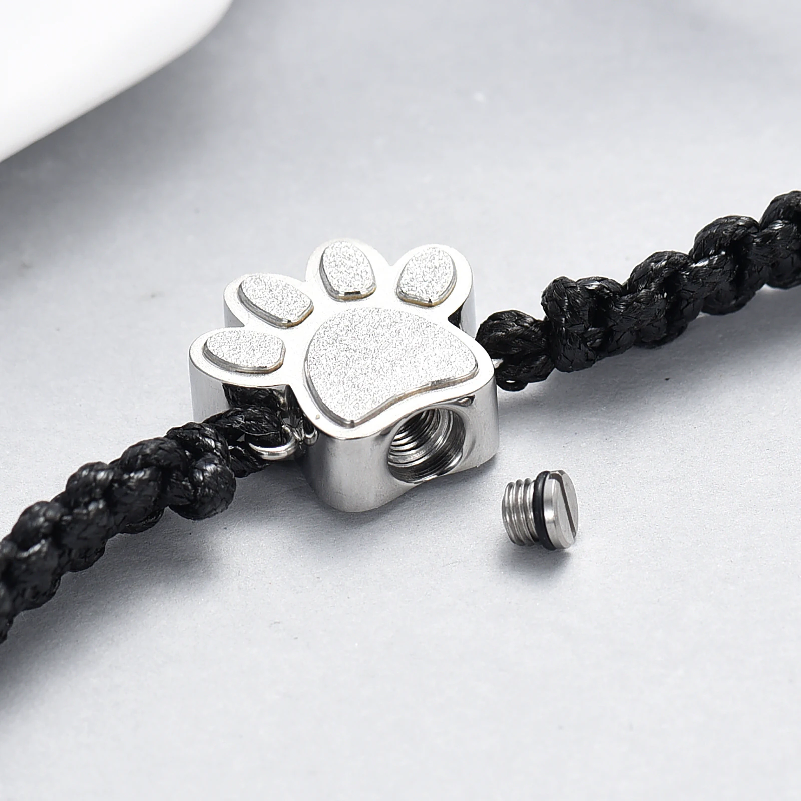 Pet Paw Cremation Urn Bracelet Small Crystal Paws Urns For Dog/Cat Ashes Memorial Jewelry Stainless Steel Adjustable Bangle 6