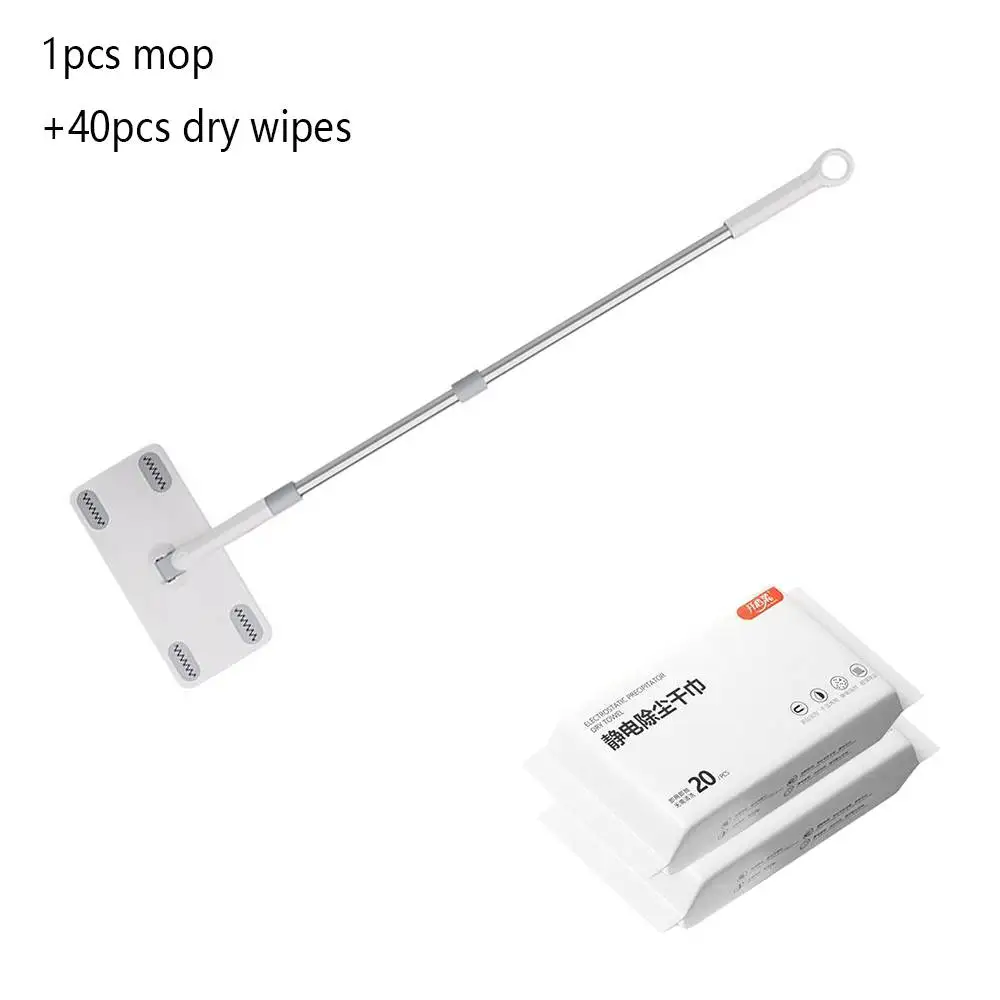 UNTIOR All-in-One Disposable Dust and Hair Removal Mop with Electrostatic Cleaning Papers