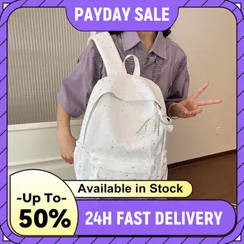 Women Star Canvas Backpack Large-capacity Bookbag with Bowknot Pendant Laptop Backpacks for Middle And High  Students 1