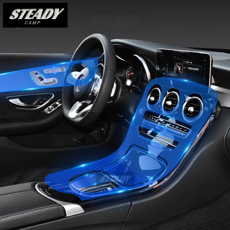 

For Mercedes Benz Class-C W205 C260 C300 2020-2021Car Interior Center Console Transparent TPU Protective Film Anti-scratch Refit