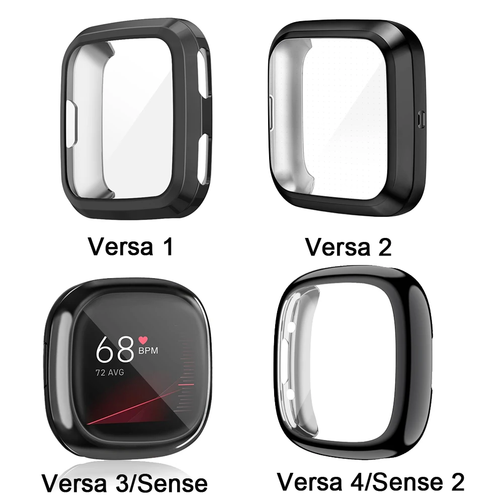 Měkké pouzdro pro fitbit versa 1/versa 2/versa 3/versa 4/versa lite plný obal ochránce lastura pro fitbit tušit 2/sense tlumič pouzdro