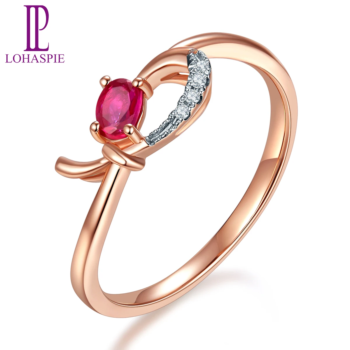 Lp Natural Gemstone Ruby & Diamond Solid 9K Rose Anelli Di Fidanzamento Online Gold Diamond-Jewelry Prezzo Di Fabbrica