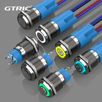 GTRIC Metal Push Button Switch 12MM LED Light Momentary  12V 220V Self-locking Latching Waterproof On/Off PC Power Switch Button
