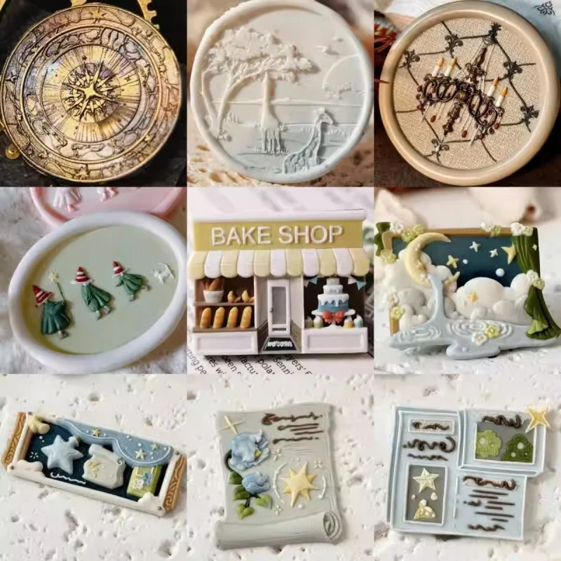 Self Ink Stamps Creative Children&rsquo;s Diy Fire Seal Magic Spring Series Bakery Relief Engraved Copper Head Envelope