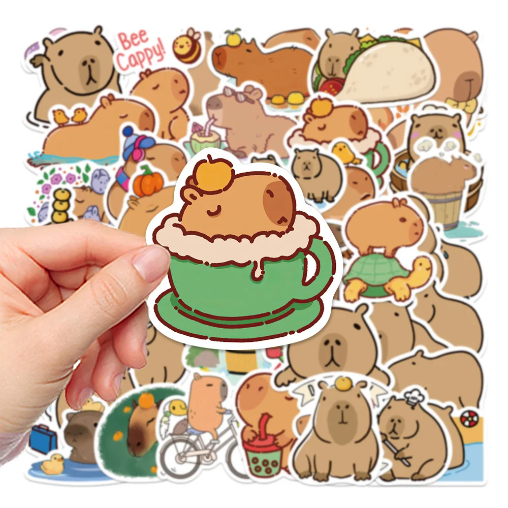 10/30/50PCS Cartoon Cute Capybara Graffiti Waterproof Sticker Personalized Decoration Creative Refrigerator Skateboard Wholesale
