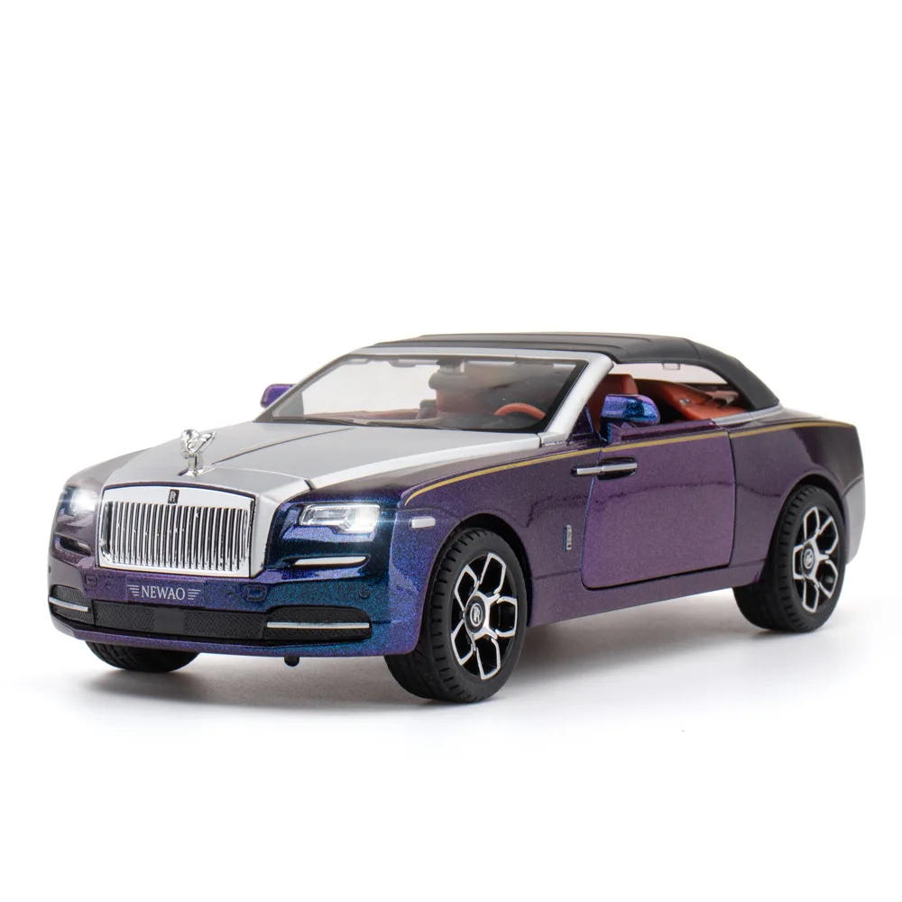 1:24 Scale Diecast Sport Car Rolls Royces Dawn Metal Model With Light Sound Pull Back Vehicle Alloy Toy Collection For Boys Gift