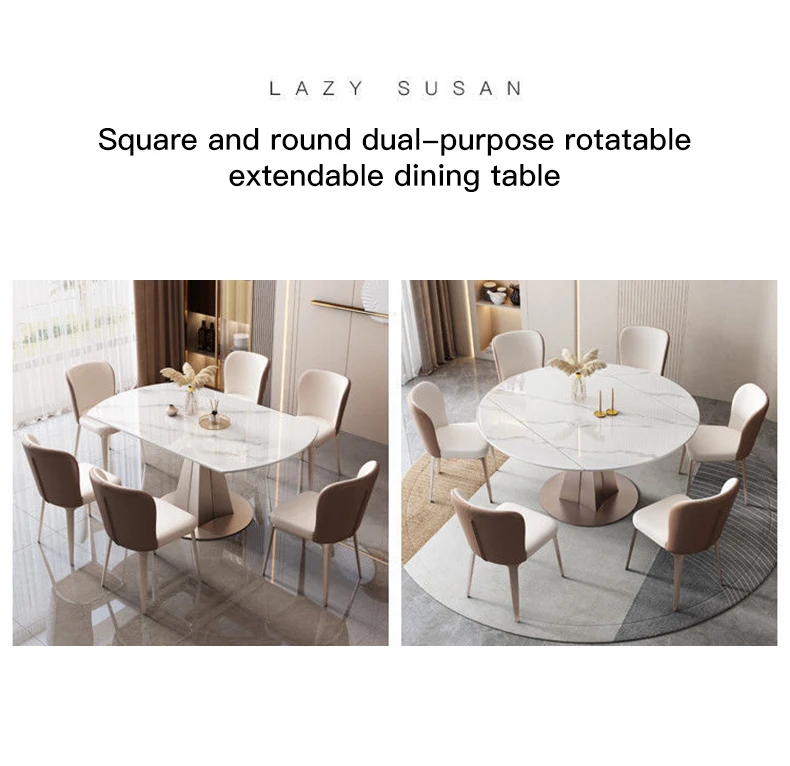 Description Picture 6 of itemRestaurant Seater Dining Table High end  Custom Marble Stone Round Kitchen Dinner Table With Turntable Household Furniture