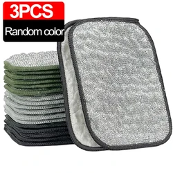 Enhanced Absorbent Double Layer Dishcloth - Non - Oil Scouring and Cleaning Towel (3PCS)