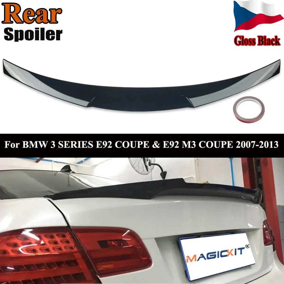 Magickit Per 07-13 Bmw E92 M3 2Dr Coupé M4 Style Trunk Spoiler Wing Verniciato Nero
