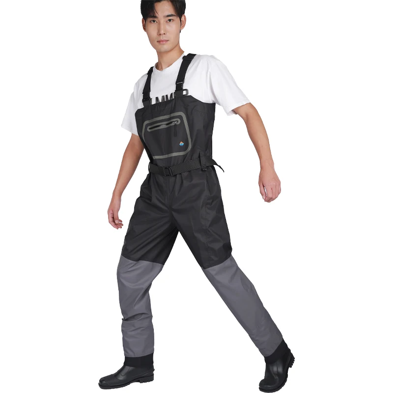 Pantalon wading étanche PVC respirant fermeture éclair avant pêche à la mouche poche couvertes