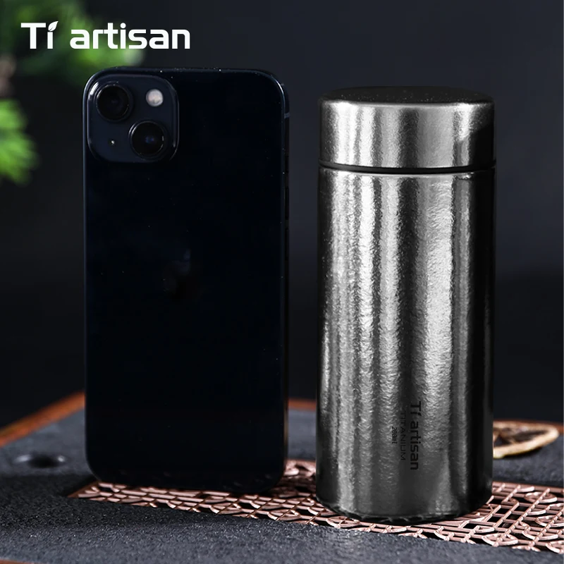 티아티산 200ml 티타늄 이중벽 보온병 야외 캠핑용 보냉 물병 휴대용 포켓 진공 보온병