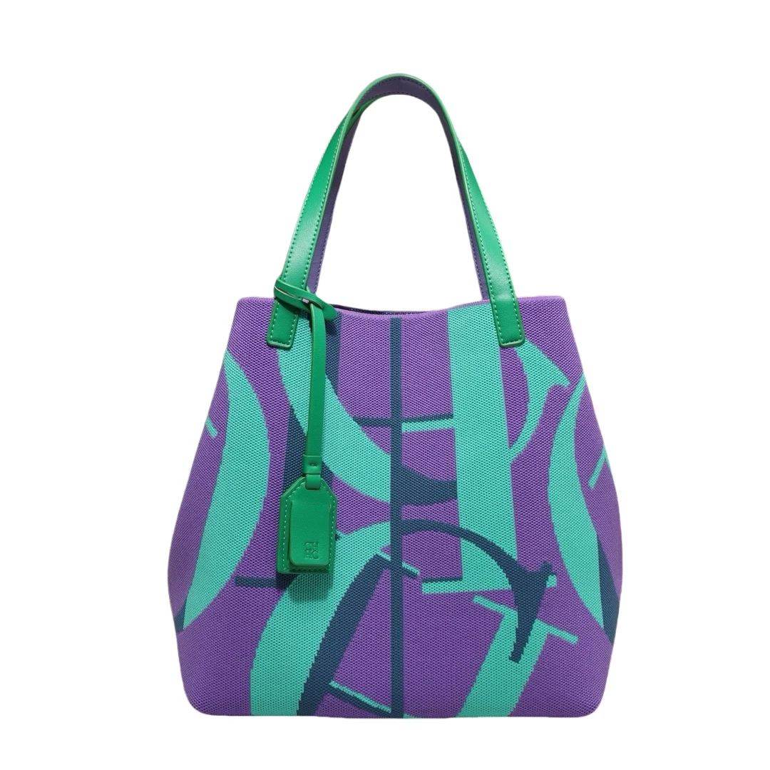 حقيبة كتف نسائية ذات سعة كبيرة مصنوعة يدويًا من CH...