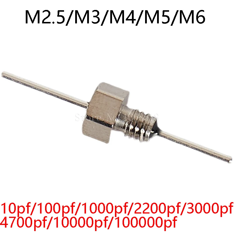 Linha Métrica-através do Capacitor 1000pf 100v 102 1nf 10pf 100pf 2200pf 3300pf 4700pf M2.5 m3 m4 m5 2.5 mm mm Milímetros Milímetros