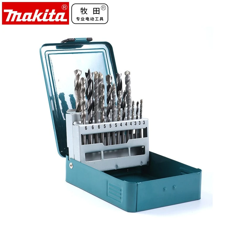 

Makita D-46202 Drill Bit Metalworking, Woodworking and Masonry Mixed Equipment, Fried Dough Twists Impact Drill Set Tool 18 PCS