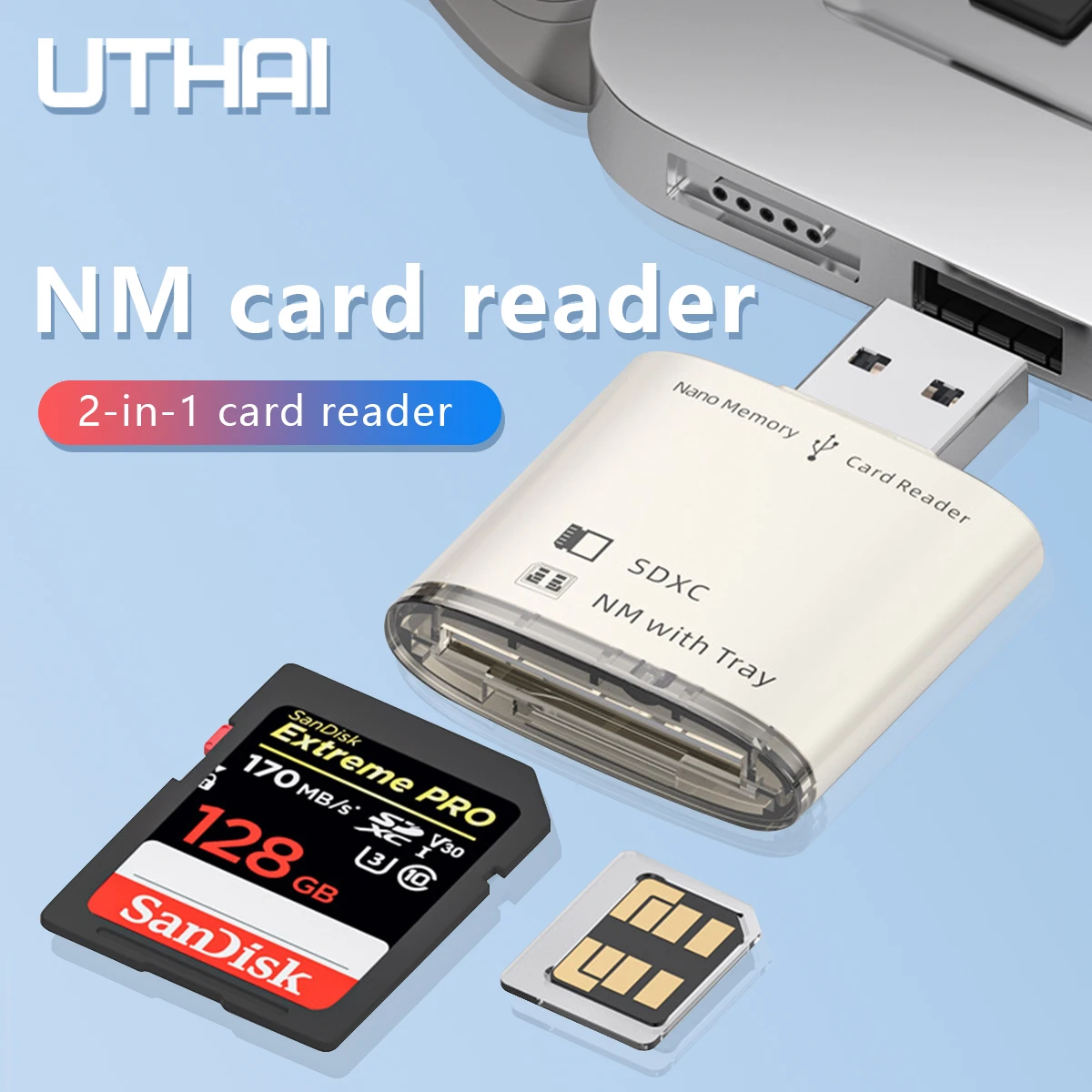 Leitor de Cartão nm Multi-função Usb Computador sd Cartão Duplo Metal Dois-em-um Compatível com o Sistema Windows Mac os Linux Novo