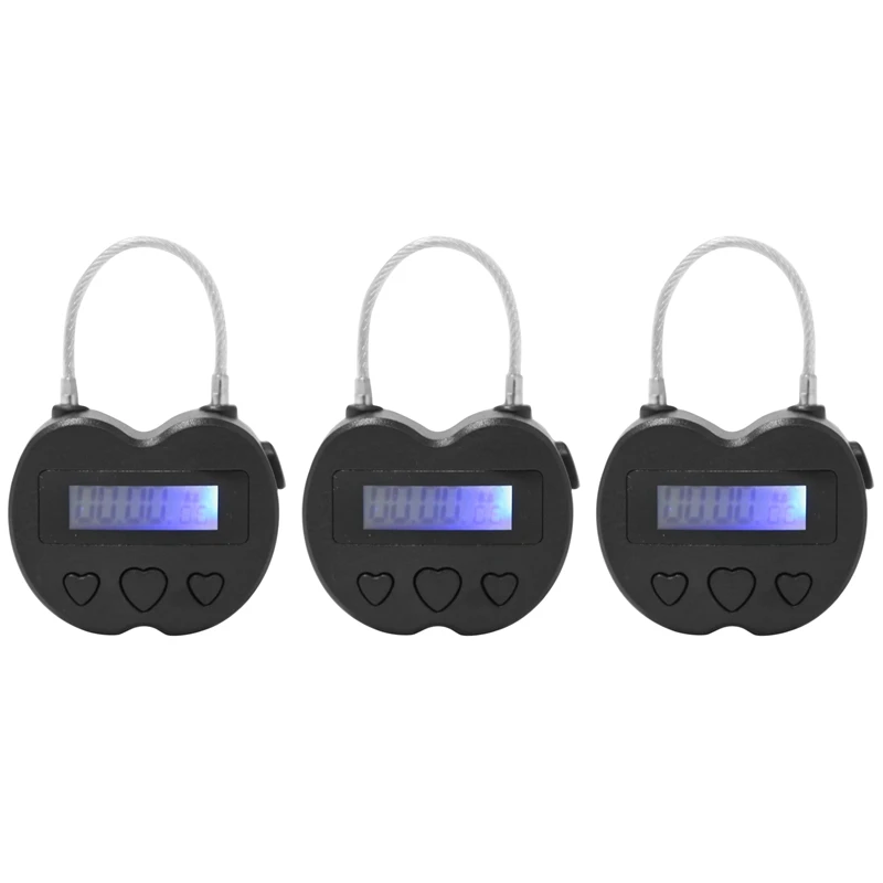 

3X Smart Time Lock LCD Display Time Lock Multifunction Travel Electronic Timer, Waterproof USB Rechargeable Padlock