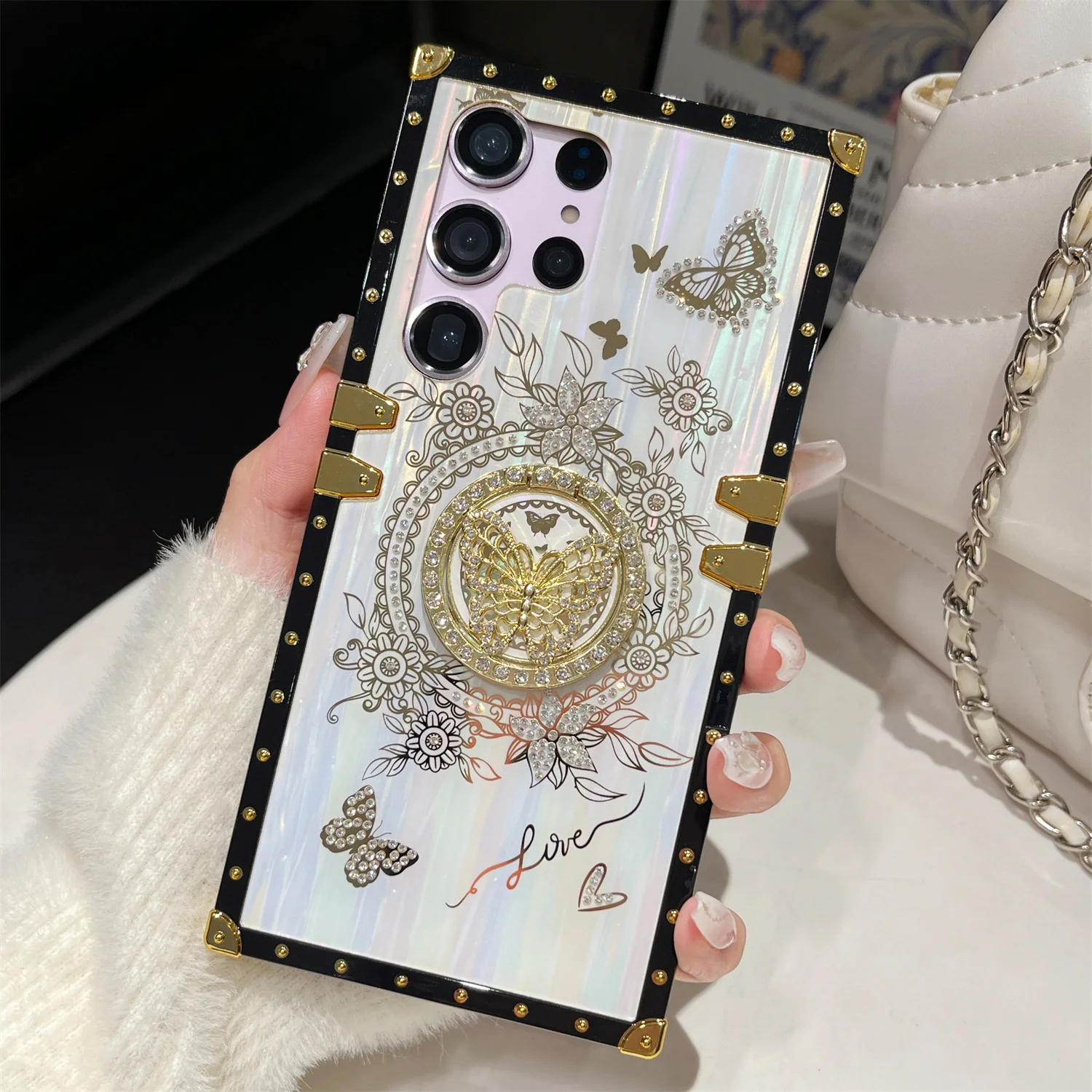 Phone Case Luxury Glitter Rhinestone butterfly for Samsung Galaxy S21 S22 S23 S24 FE Plus UItra