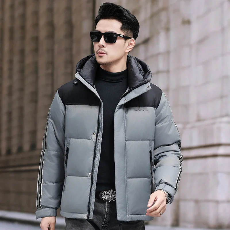thumbnail image 1 of Chaqueta de plumón ultraligera de invierno para hombre 2024, ropa de diseñador de lujo ligera, abrigo grueso de invierno, chaqueta con calefacción, chaqueta de invierno, 1 of 5