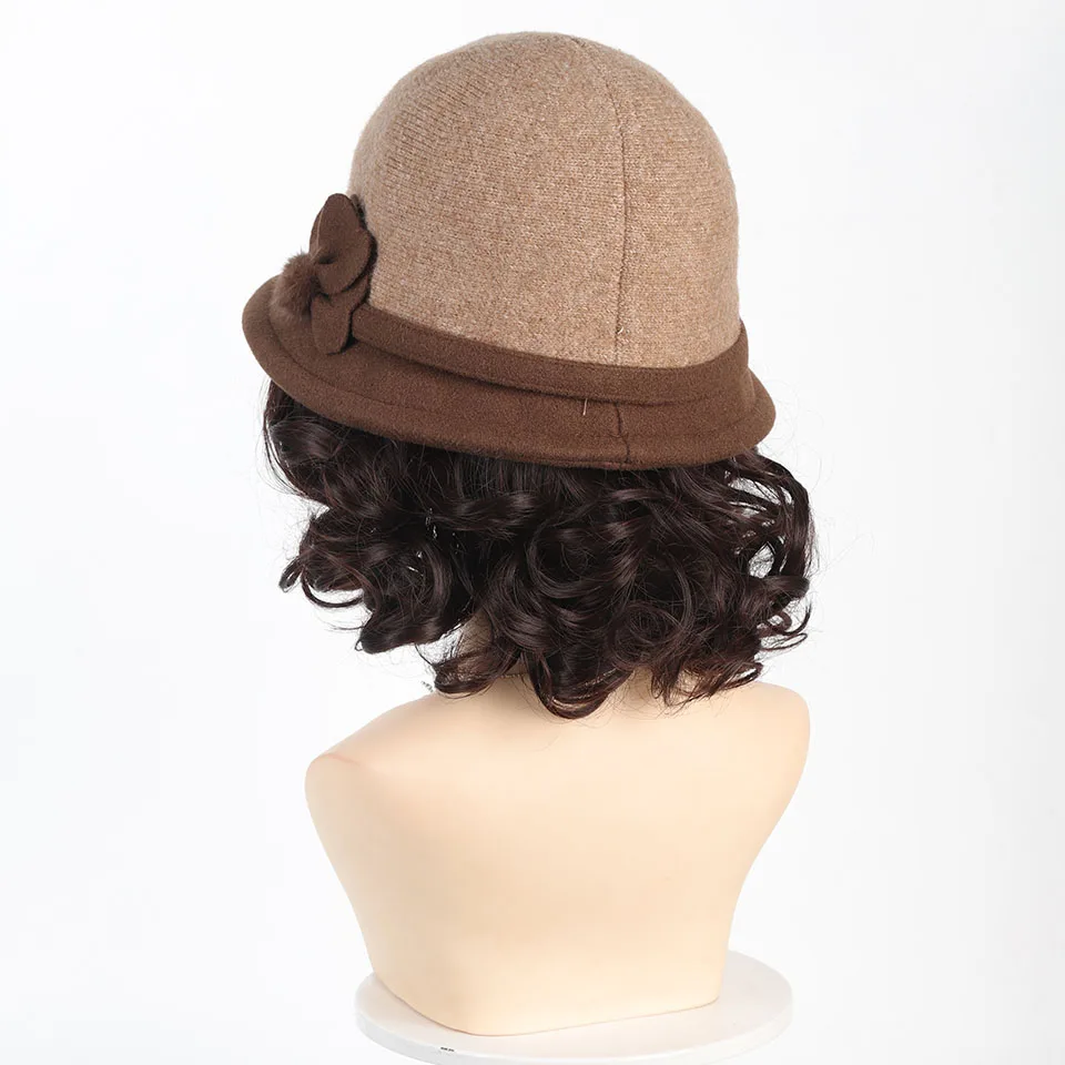 Synthetic Woolen Fisherman Hat Wig for Autumn Winter