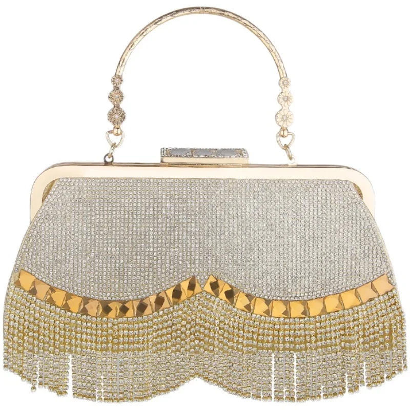 

New Diamond-Encrusted Dinner Tassel Clutch Mummy Handbag
