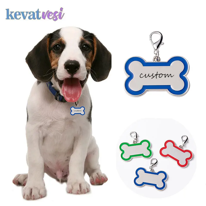 

Customized Pet Id Tags Stainless Steel Dog Id Tag Bone Shape Puppy Collar Anti-Lost Pet Collars Tag for Dog Cat Pet Supplies