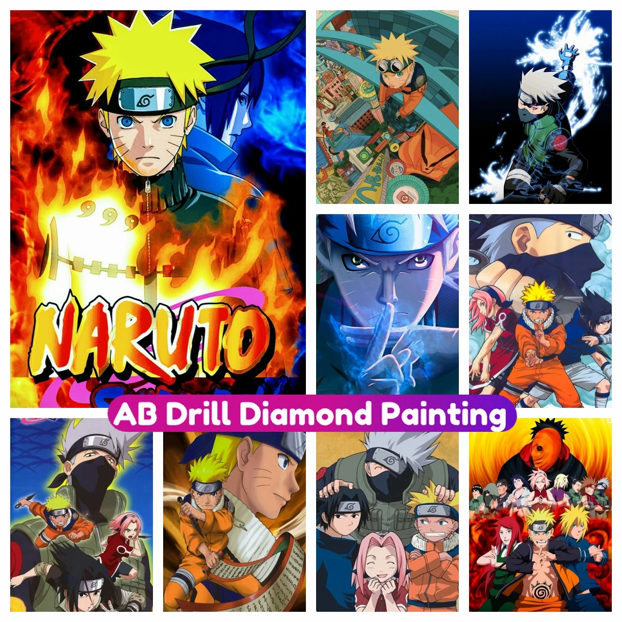 

N-Narutoes Anime AB Diamond Painting Japanese Manga New Arrivals 5D DIY Full Cross Stitch Kit Mosaic Embroidery Home Decor Gift