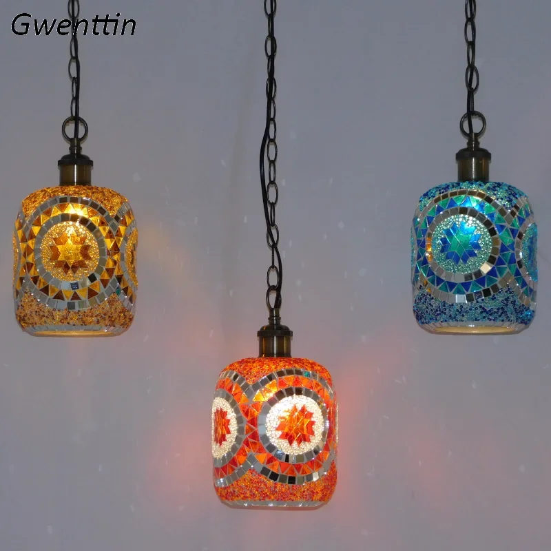 

Vintage Bohemian Chandeliers Ceiling Home Decor Stained Glass Lighting Fixtures Living Room Pendant Light Bedroom Hanging Lamp